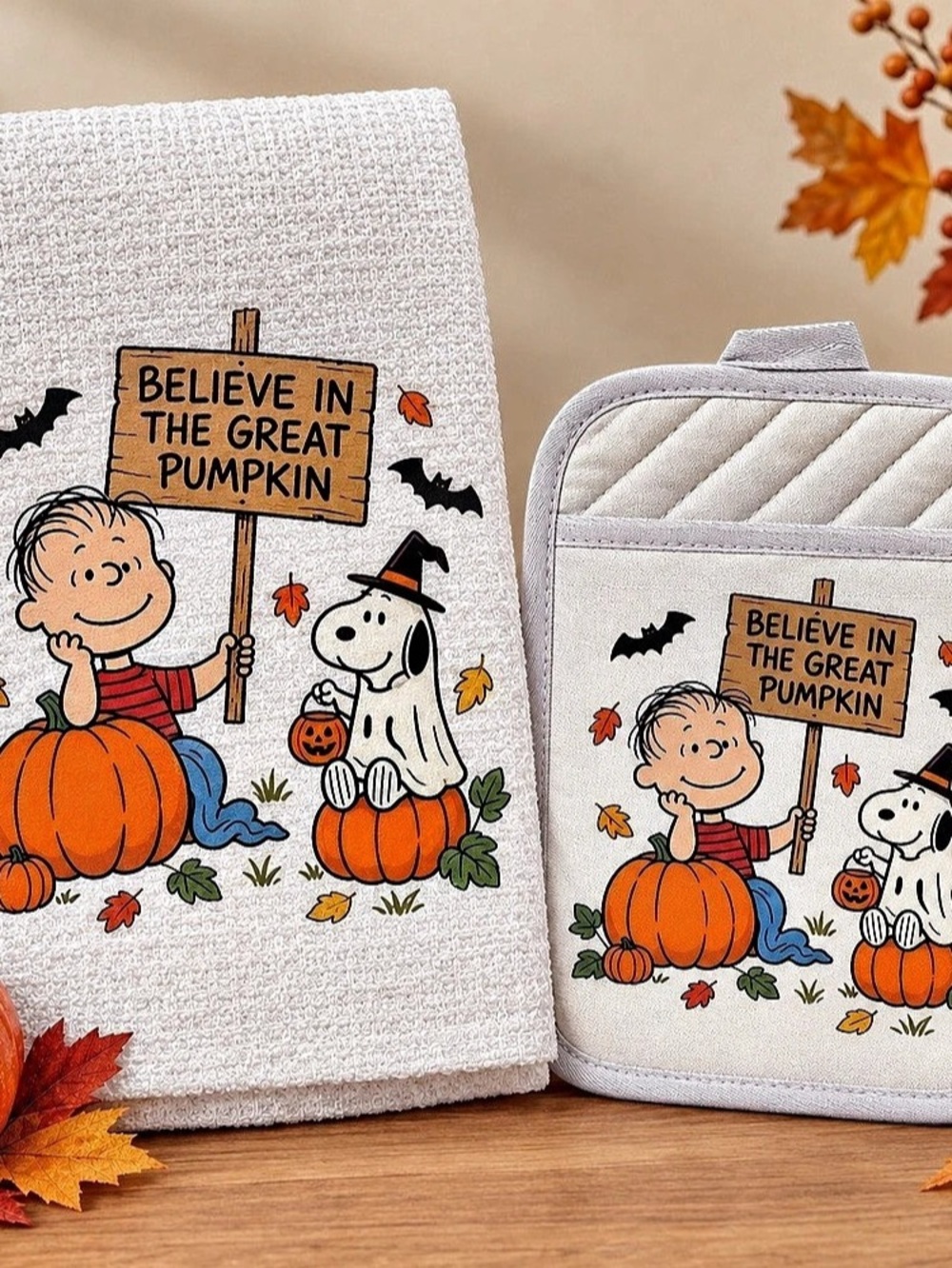 Peanuts Celebrate Together Peanuts Great Pumpkin Kitchen Towel and Potholder Set